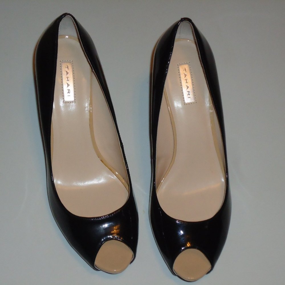 TAHARI REGAL Black Peep Toe